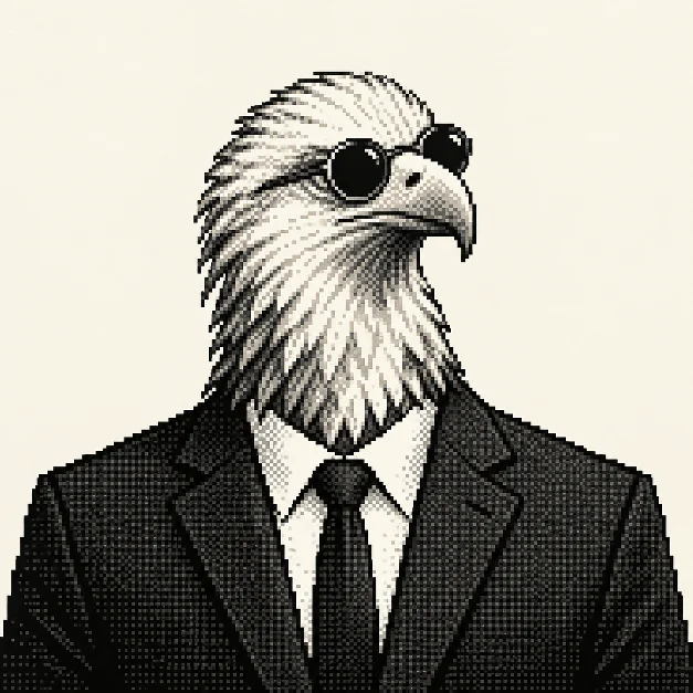 선글라스와 수트를 입은 독수리 Eaglin의 초상화