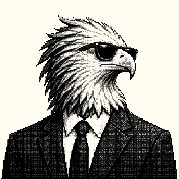 선글라스와 수트를 입은 독수리 Eaglow의 초상화